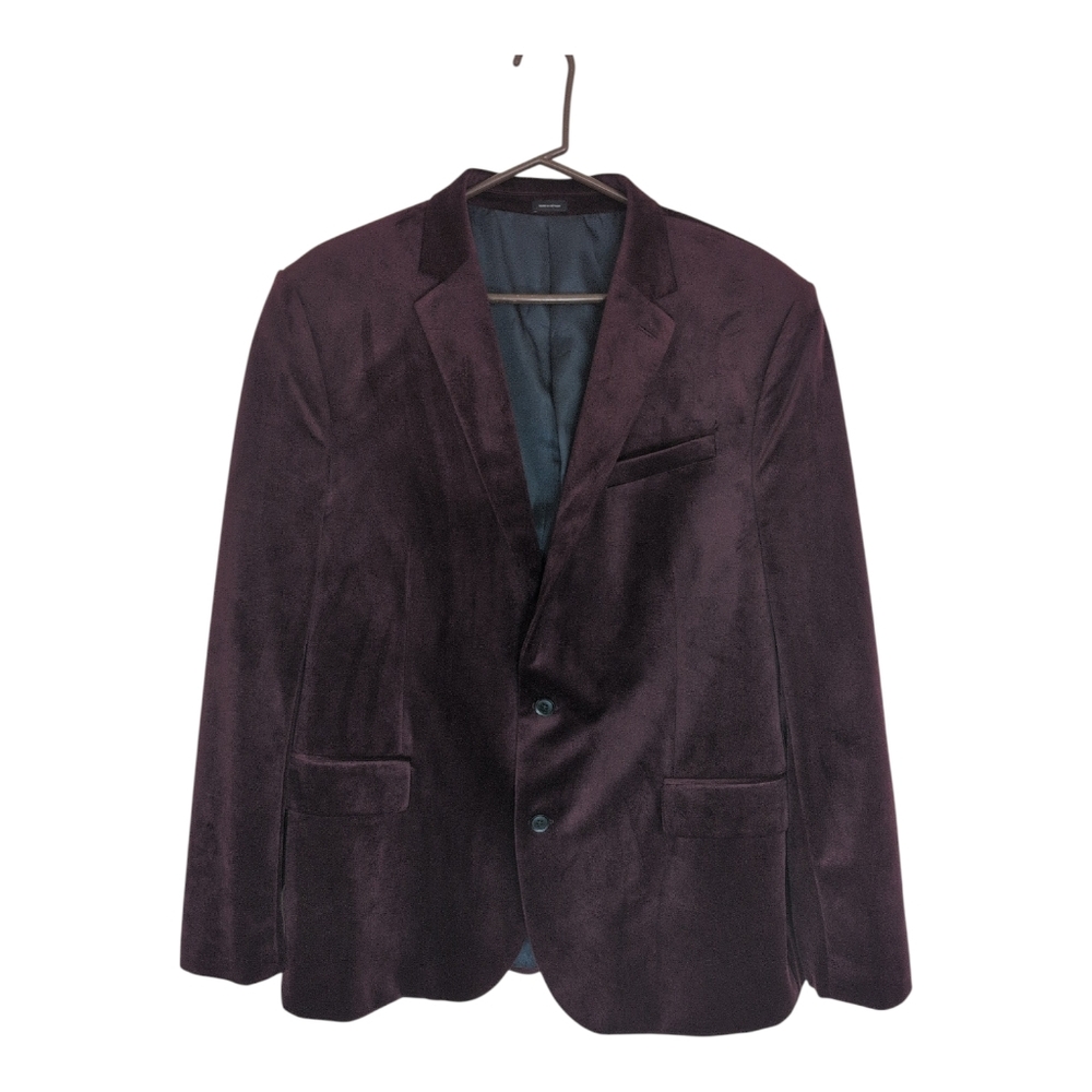 Velvet Blazer Men's 46R Burgundy Smoking‎ Jacket Tailored Party Evening Slim Fit